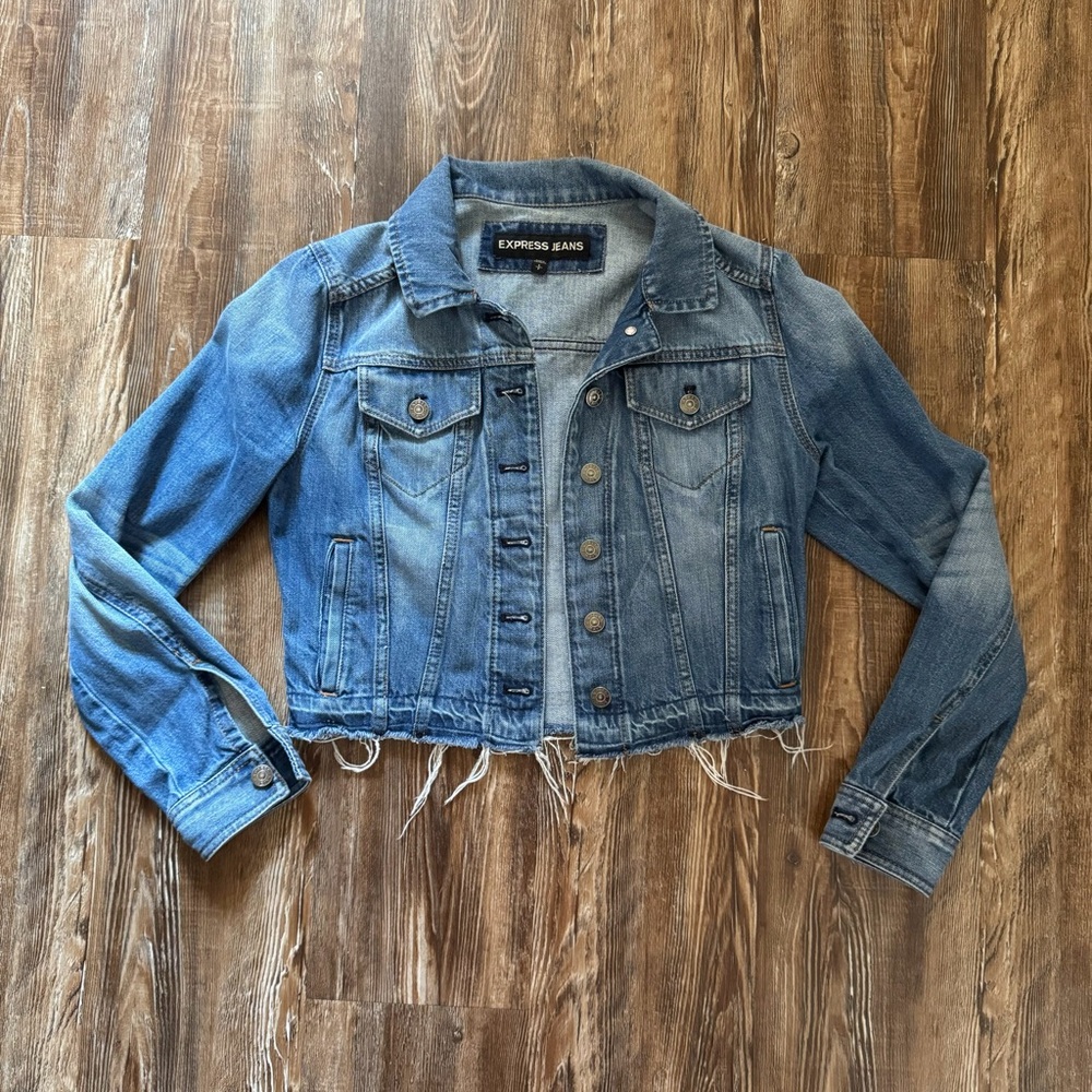 Express Distressed Blue Jean Jacket